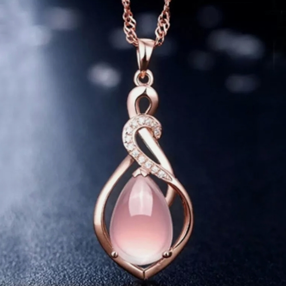 New Rose Gold Plated Crystal Pink Pendant necklace
